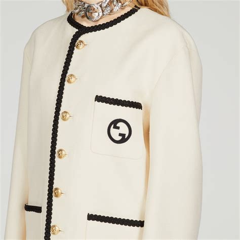 gucci tweet jacke3t|Gucci embroidered jacket.